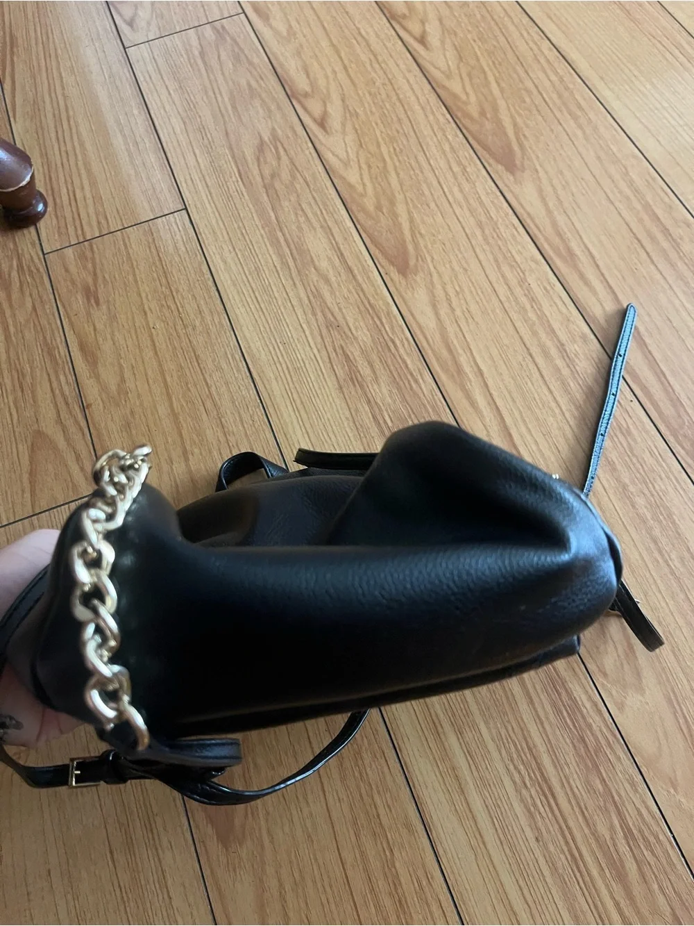 Victoria’s Secret Black Mini Backpack Purse with Gold Chain Detail